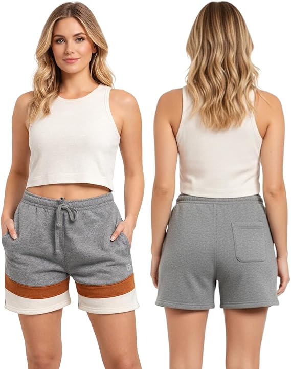 Bahob® 1 & 3 Pack Women's Fleece Short Summer Shorts with Elasticated Waistband 3 Pockets Knee Length Sweat Shorts Jogging Sport Workout Hiking Gym Athletic Running Shorts S-3XL