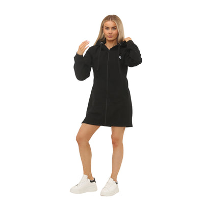 Womens Zip Up Long Hoodies Long Sleeves Ladies Fleece Longline Casual Hoodies Sweatshirt Full Zip Top Soft Jumper Jacket Hoodies For Women S-XXL