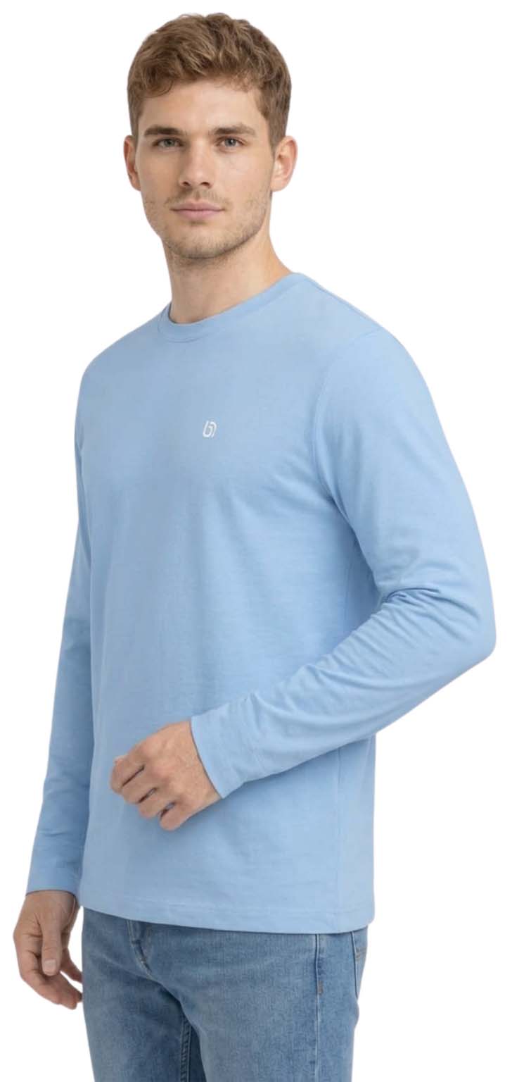 Bahob® 2 Pack Men's Long Sleeve T-Shirt Top Round Neck Full Sleeve T-Shirt Soft Cotton