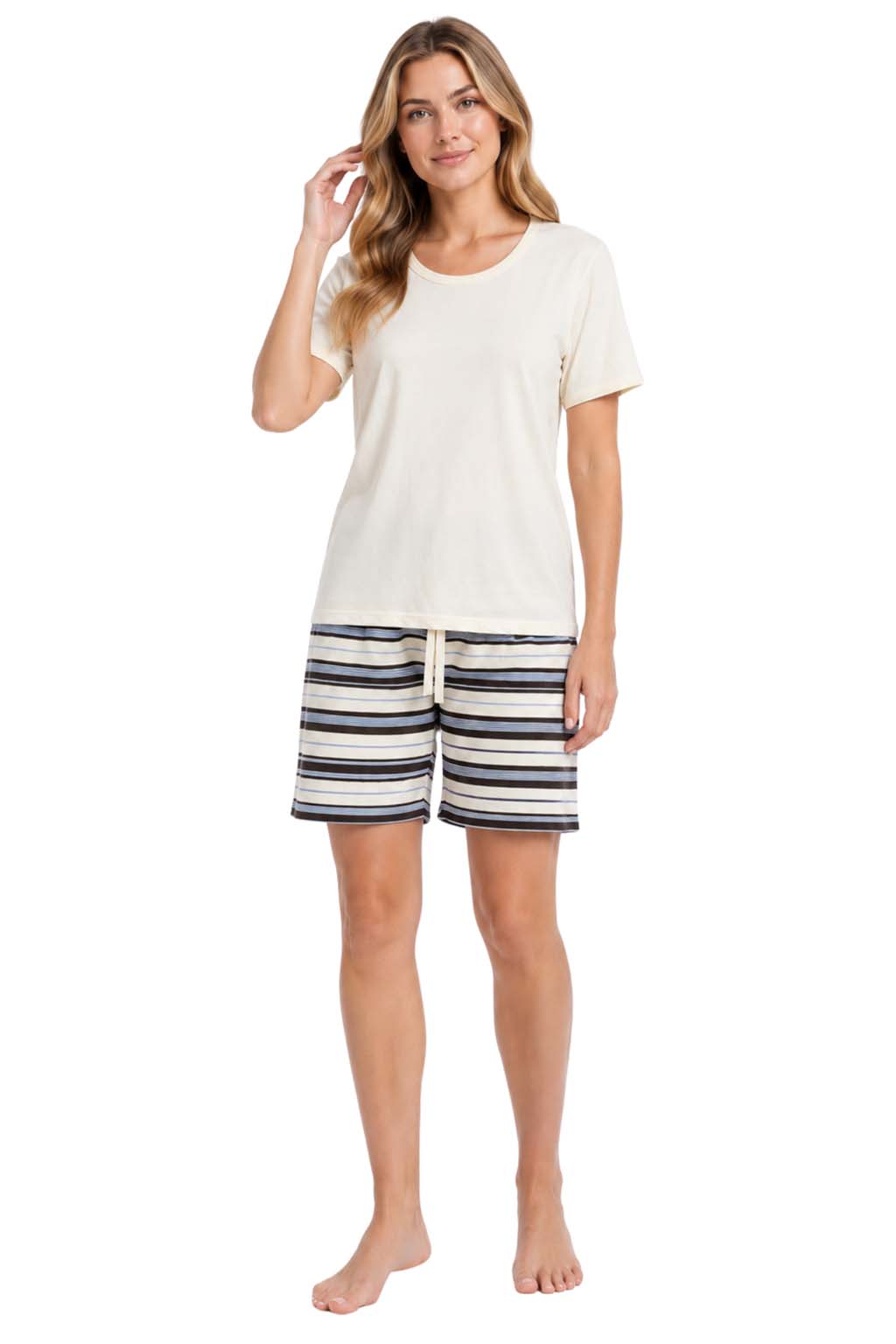 Women's Pajama's Sets with Shorts Ladies Pajama's Cotton Short Sleeve Soft 2 Pieces Pjs Set Summer Loungewear Sleepwear Nightwear for Women S-XXL