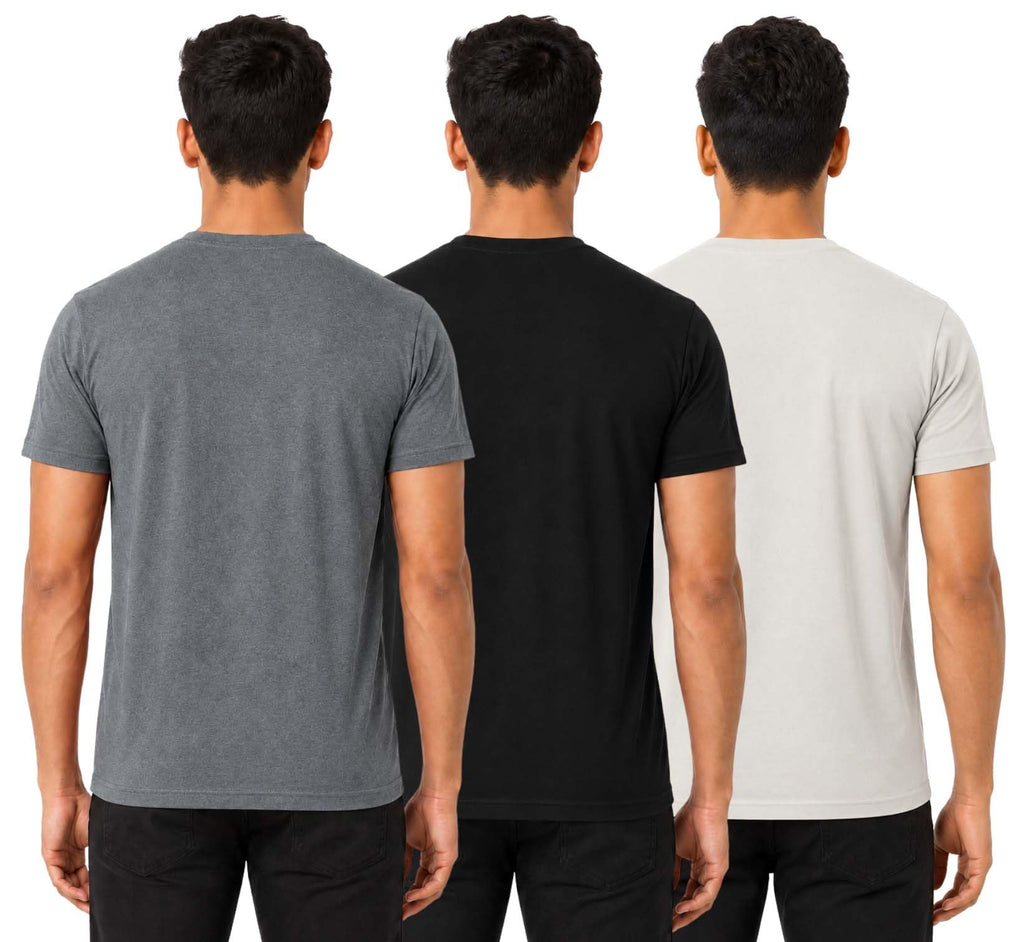 Bahob® 3 Pack Men’s T-Shirts Multipack Round Neck Short Sleeves Plain T Shirt for Men Cotton Tops S-3XL (UK, Alpha, XXL, XXL, Regular, Regular
