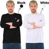 Bahob® 2 Pack Men's Long Sleeve T-Shirt Top Round Neck Full Sleeve T-Shirt Soft Cotton
