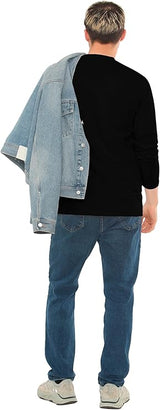 Bahob® 2 Pack Men's Long Sleeve T-Shirt Top Round Neck Full Sleeve T-Shirt Soft Cotton