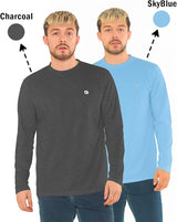 Bahob® 2 Pack Men's Long Sleeve T-Shirt Top Round Neck Full Sleeve T-Shirt Soft Cotton