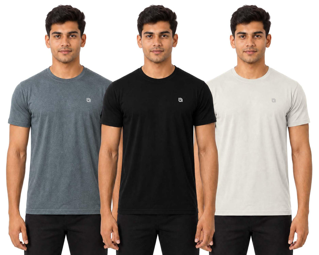 Bahob® 3 Pack Men’s T-Shirts Multipack Round Neck Short Sleeves Plain T Shirt for Men Cotton Tops S-3XL (UK, Alpha, XXL, XXL, Regular, Regular