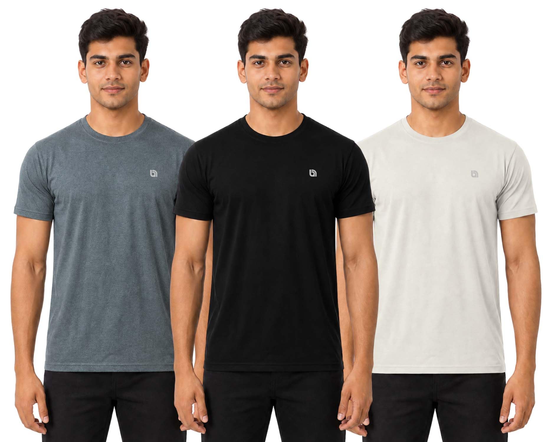 Bahob® 3 Pack Men’s T-Shirts Multipack Round Neck Short Sleeves Plain T Shirt for Men Cotton Tops S-3XL (UK, Alpha, XXL, XXL, Regular, Regular
