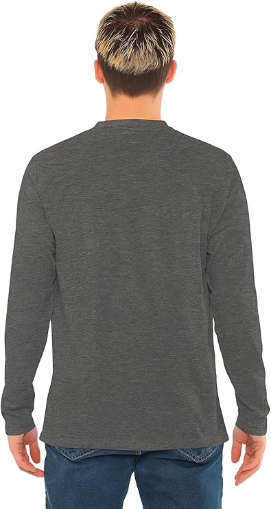 Bahob® 2 Pack Men's Long Sleeve T-Shirt Top Round Neck Full Sleeve T-Shirt Soft Cotton