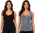 Bahob® 2 Pack Women's Vests Button Up Scoop Neck Ribbed Sleeveless Tank Tops for Women S-XXL