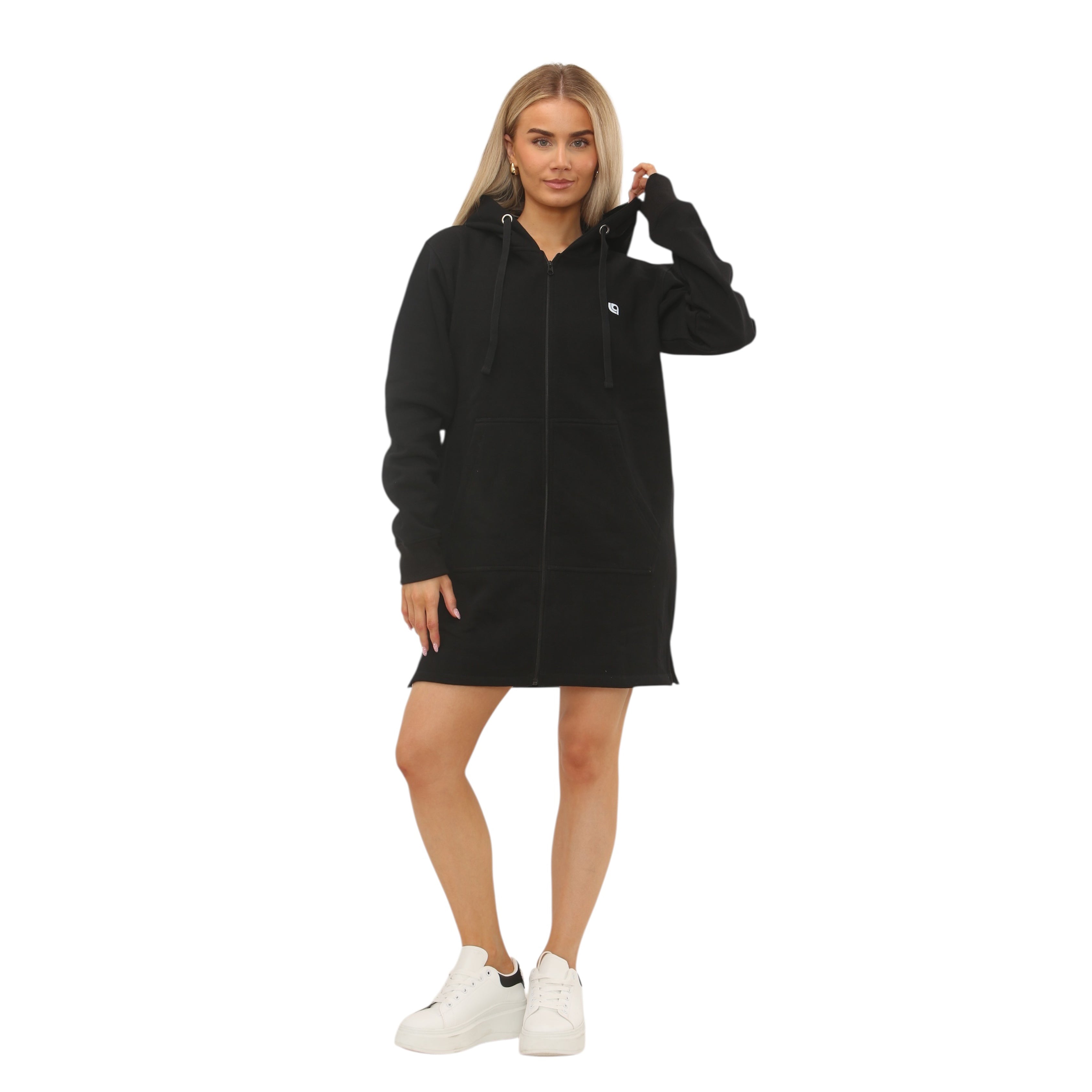 Womens Zip Up Long Hoodies Long Sleeves Ladies Fleece Longline Casual Hoodies Sweatshirt Full Zip Top Soft Jumper Jacket Hoodies For Women S-XXL
