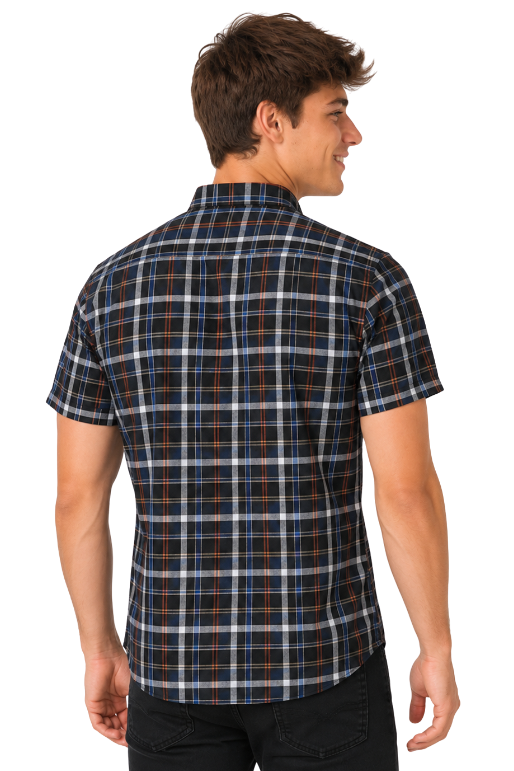 Men's Formal Dress Shirt Checked Short Sleeve Casual Mens Dress Shirt Cotton Button Down Shirts for Men with Pocket S-3XL