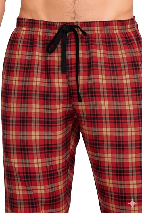 2 Pack Men's Cotton Woven Pyjama Bottoms Check Lounge Pants Nightwear Checked Pyjama Bottoms Sleepwear Loungewear S-3XL