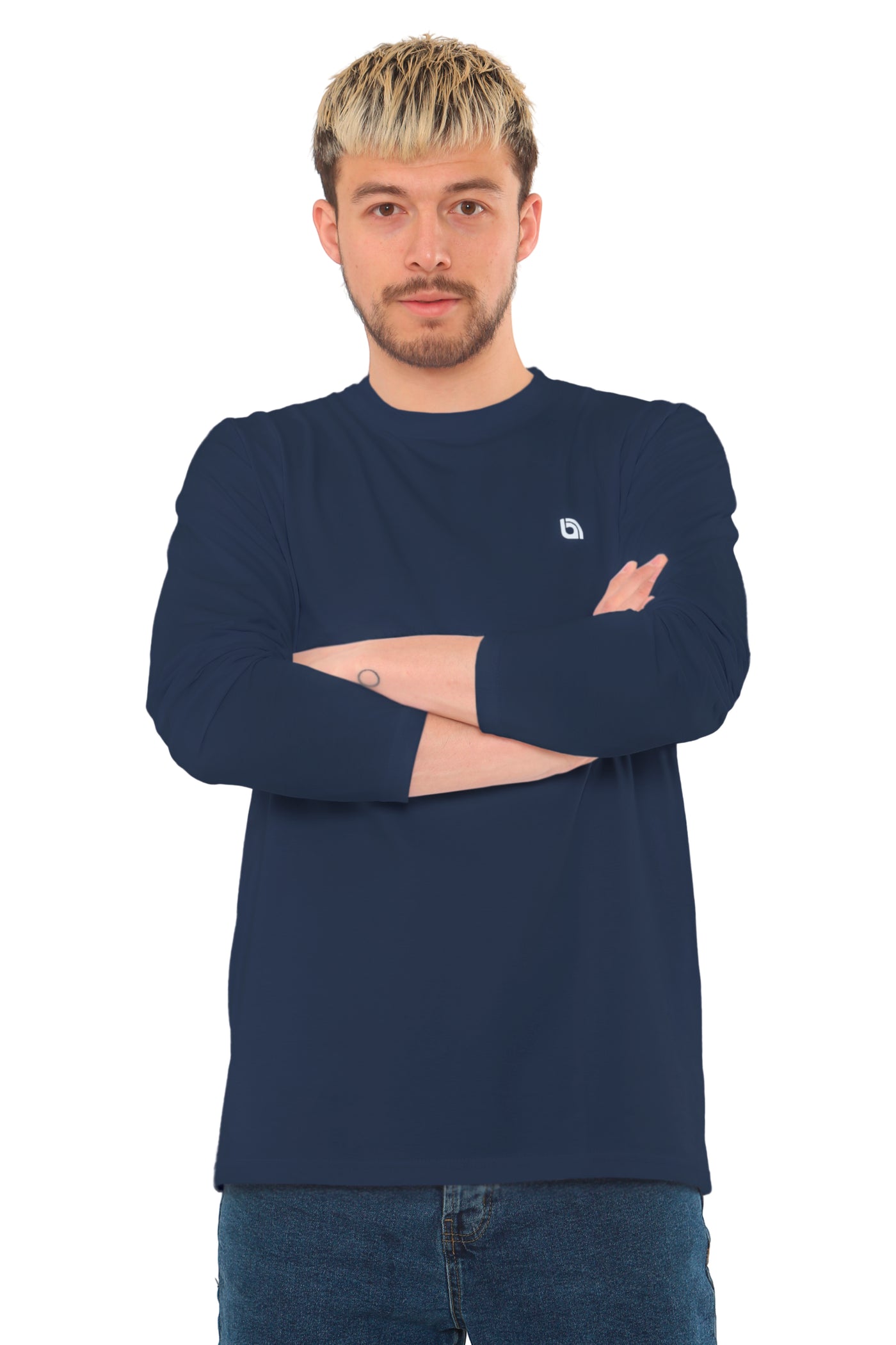 Bahob® 3 Pack Men's Long-Sleeved T-Shirt Round Neck T-Shirts Comfortable Crewneck Neck Tops for Men Soft Cotton S-3XL