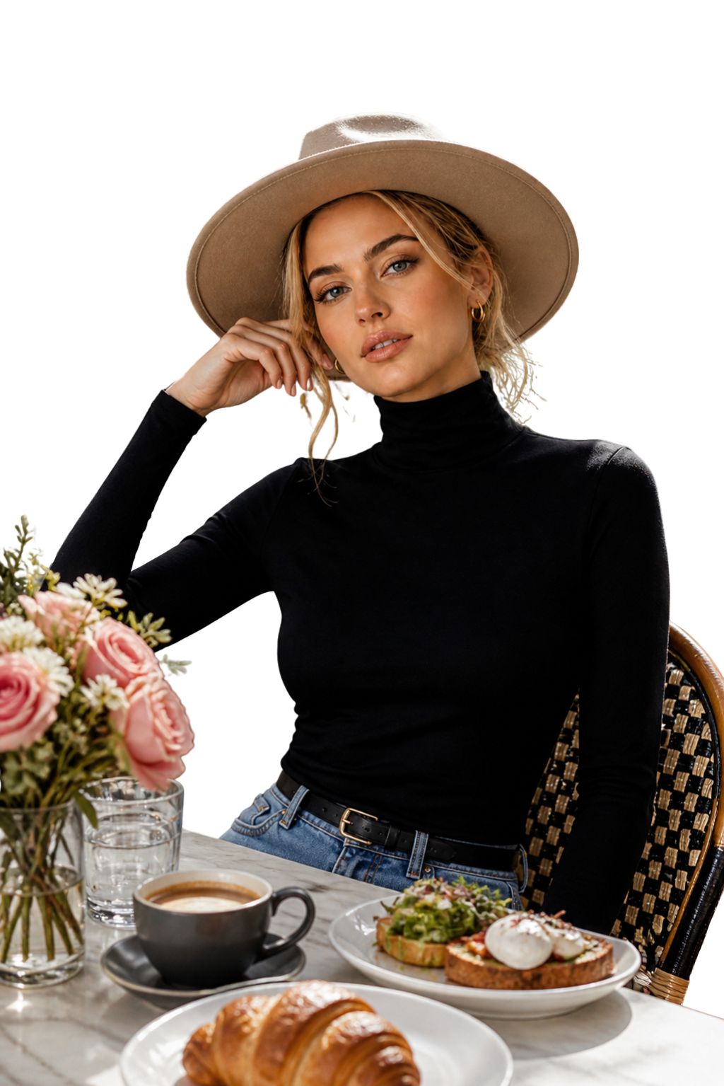 Women's Turtleneck Long Sleeve Jumper Cotton Ribbed Ladies High Neck Pullover