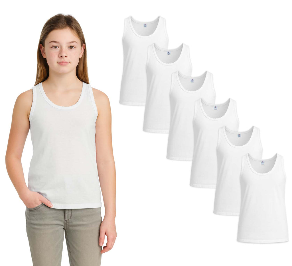 Bahob® 6 Pack Girl's Underwear Vests Soft Cotton Tank Tops Kids Sleeveless Vests Undershirts Cotton 5-14 Years