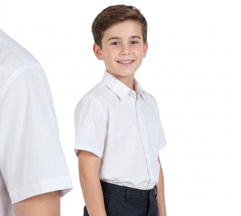 Bahob® 2 Pack Boy's School Uniform Long & Half Sleeve Button Down White School Shirts 3-14 Years
