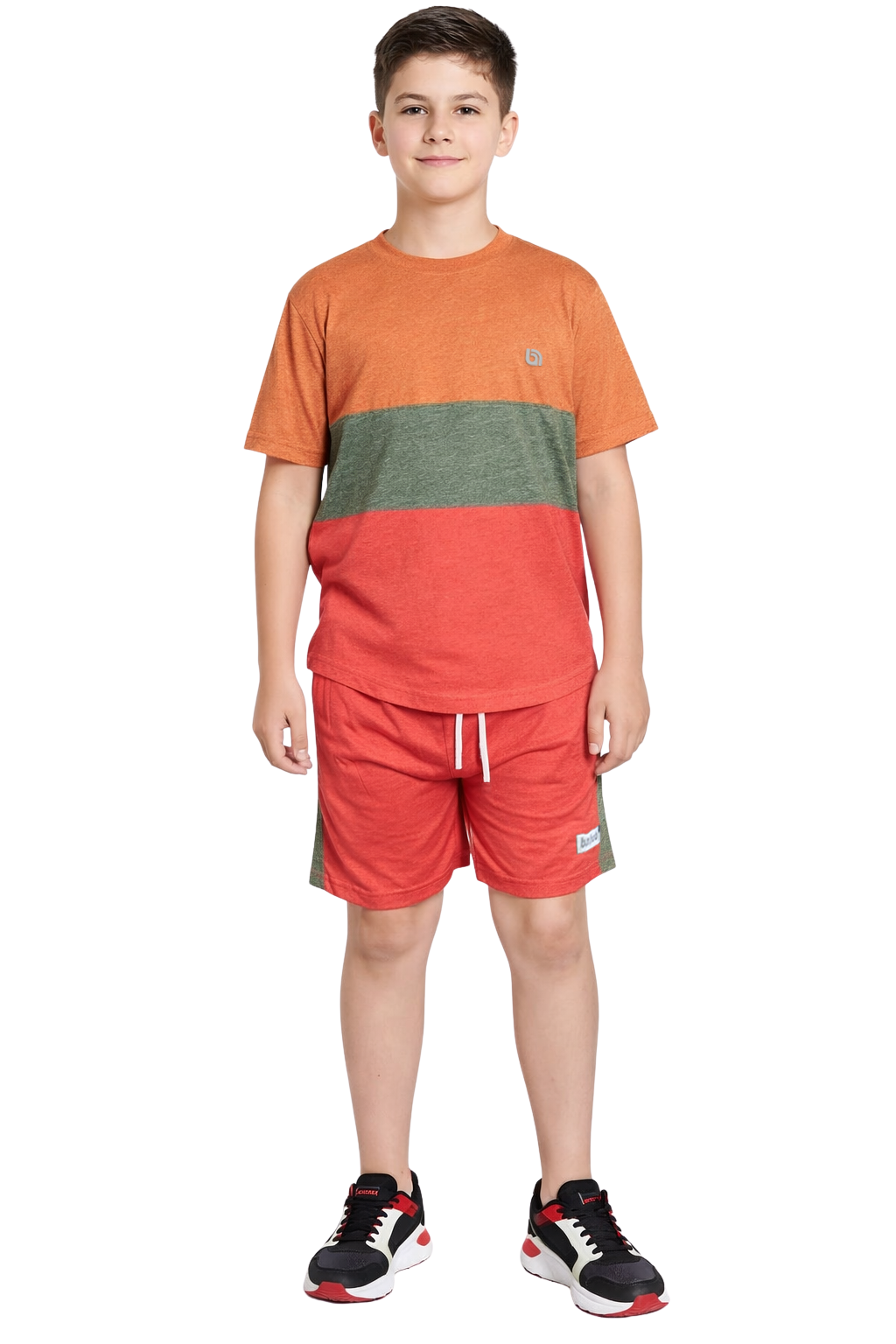 Bahob® Kids Short Set Top & Shorts Set Short Sleeves T Shirt Contrast Kids Short Set Top & Shorts Set Short Sleeves T Shirt Contrast Paneled Sports Summer Two Piece Outfit Set Children 3-14 Years