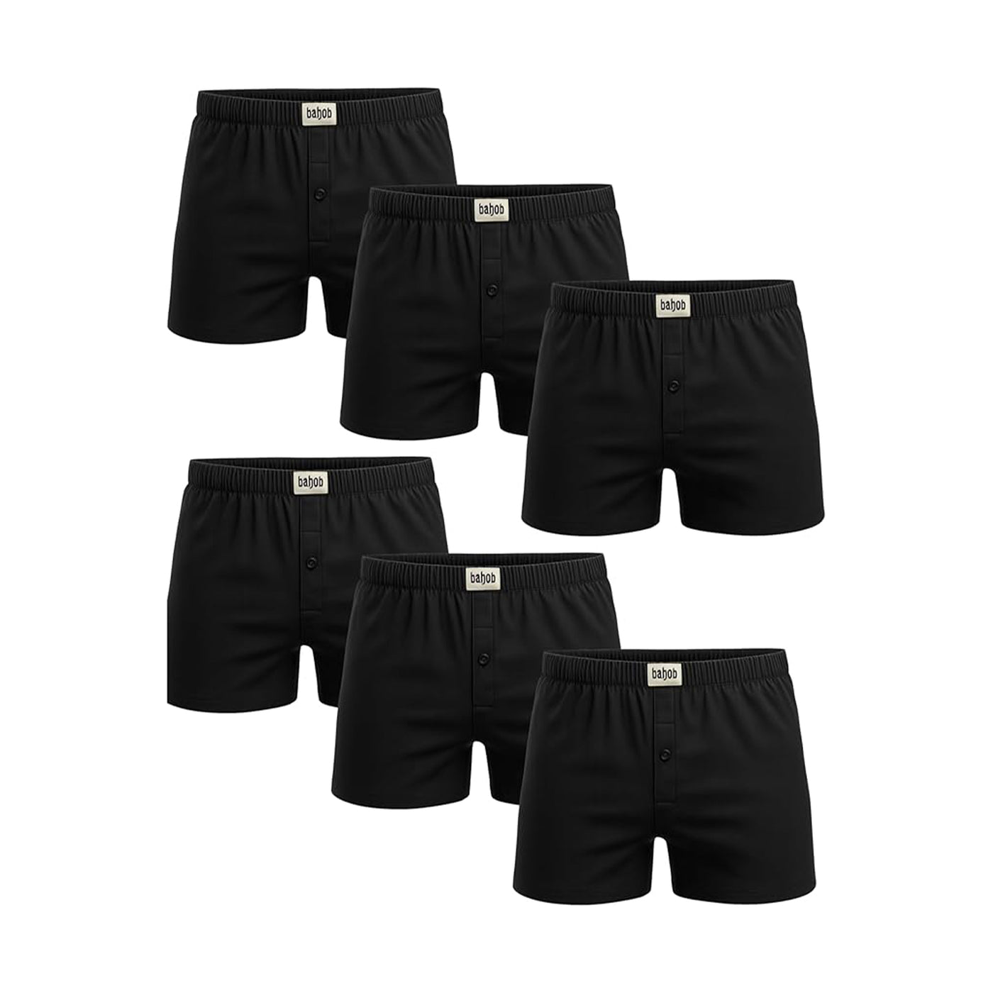 Bahob® Pack Of 6 Mens Boxers Shorts Button Open Fly Underpants Trunks For Mens Soft Cotton Boxer Shorts Comfortable Mens Underwear S-3XL