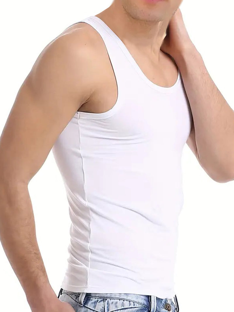 Bahob® New Men's Vest Multi Pack Lot Basic Regular Fitted Cotton Tank Top Athletic Soft Assorted Pack of 3