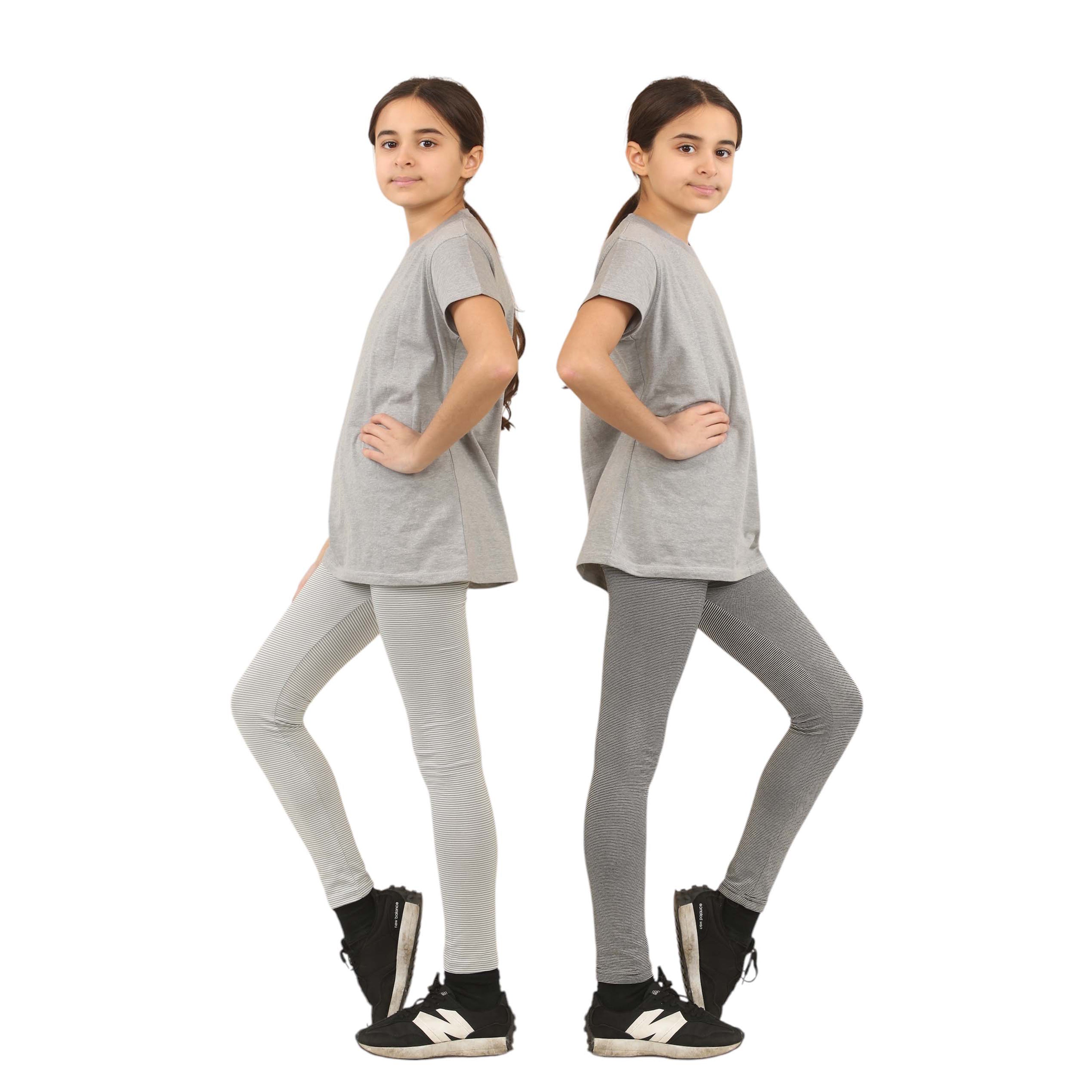 Bahob® 2 Pack Girl’s Leggings Pants for Kids Full Length Skin Tight, Stretch Fit Cotton Legging 5-6 to 13-14 Years