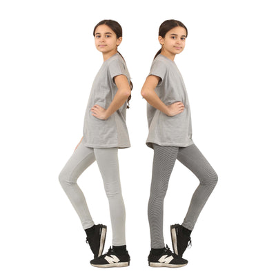 Bahob® 2 Pack Girl’s Leggings Pants for Kids Full Length Skin Tight, Stretch Fit Cotton Legging 5-6 to 13-14 Years