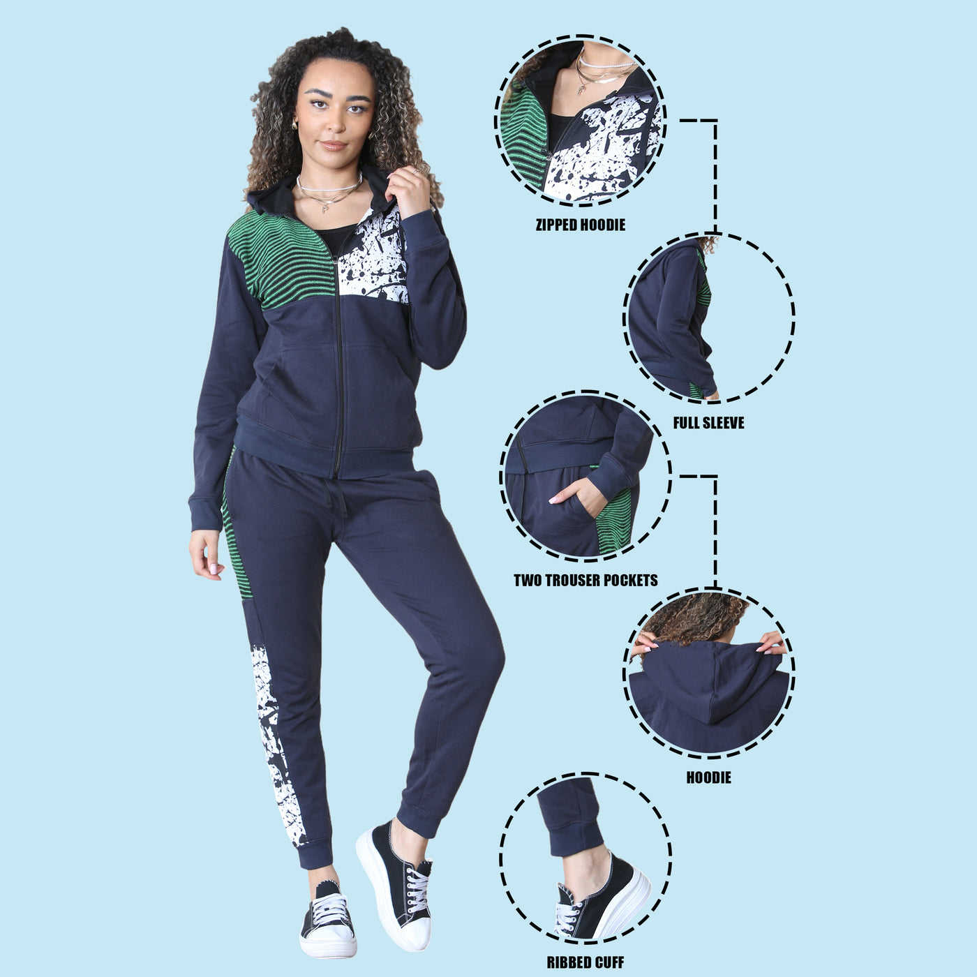 Bahob Women Pieces Terry Tracksuit Vest Hoodie and Jogger Track Suits Activewear Gym Wear Set S-XXL