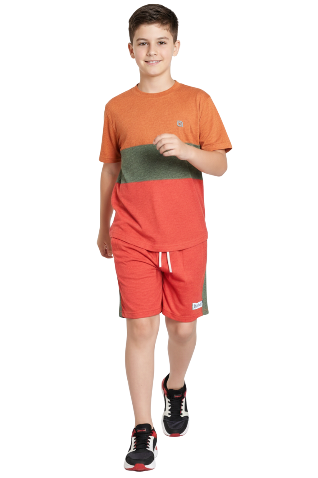 Bahob® Kids Short Set Top & Shorts Set Short Sleeves T Shirt Contrast Kids Short Set Top & Shorts Set Short Sleeves T Shirt Contrast Paneled Sports Summer Two Piece Outfit Set Children 3-14 Years