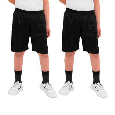 2 Pack Boys Girls Unisex Shadow Stripe Gym Sports Football Games School PE Shorts 5 to 14 Years