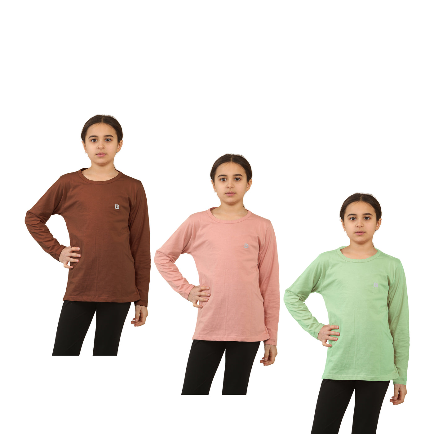 Bahob® Girls Long Sleeve T-Shirt 3 Pack Shirt for Girls Lightweight Soft Comfort Fit Round Neck Tee Shirt 5-14 Years