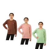 Bahob® Girls Long Sleeve T-Shirt 3 Pack Shirt for Girls Lightweight Soft Comfort Fit Round Neck Tee Shirt 5-14 Years