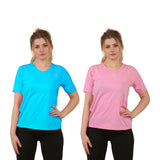 Bahob® 2 Pack Women's Classic-Fit Short-Sleeve V-NeckT-Shirt Plain Cotton T-Shirt Multipacks S-XXL