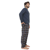 Bahob® Men's Pajamas Sets, Men Pjs Long Sleeve Loungewear Set for Men Check Bottoms Soft Cotton Sleepwear Suits Nightwear Top and Bottom S-3XL
