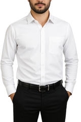 Bahob® Men's Formal Dress Shirt Long Sleeve Mens Dress Shirt 100% Cotton Plain Business Wedding Work Causal Button Down Shirts for Men with Pocket S-3XL