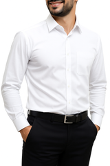 Bahob® Men's Formal Dress Shirt Long Sleeve Mens Dress Shirt 100% Cotton Plain Business Wedding Work Causal Button Down Shirts for Men with Pocket S-3XL