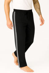 Bahob® Mens Long Lounge Wear Pants Nightwear 2 Pack Pyjama Bottoms Sleepwear Elasticated Waist Striped Jogging Casual Gym Lightweight Loungewear mens lounge pants Sizes S-3XL