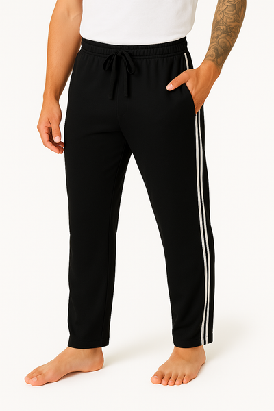 Bahob® Mens Long Lounge Wear Pants Nightwear 2 Pack Pyjama Bottoms Sleepwear Elasticated Waist Striped Jogging Casual Gym Lightweight Loungewear mens lounge pants Sizes S-3XL