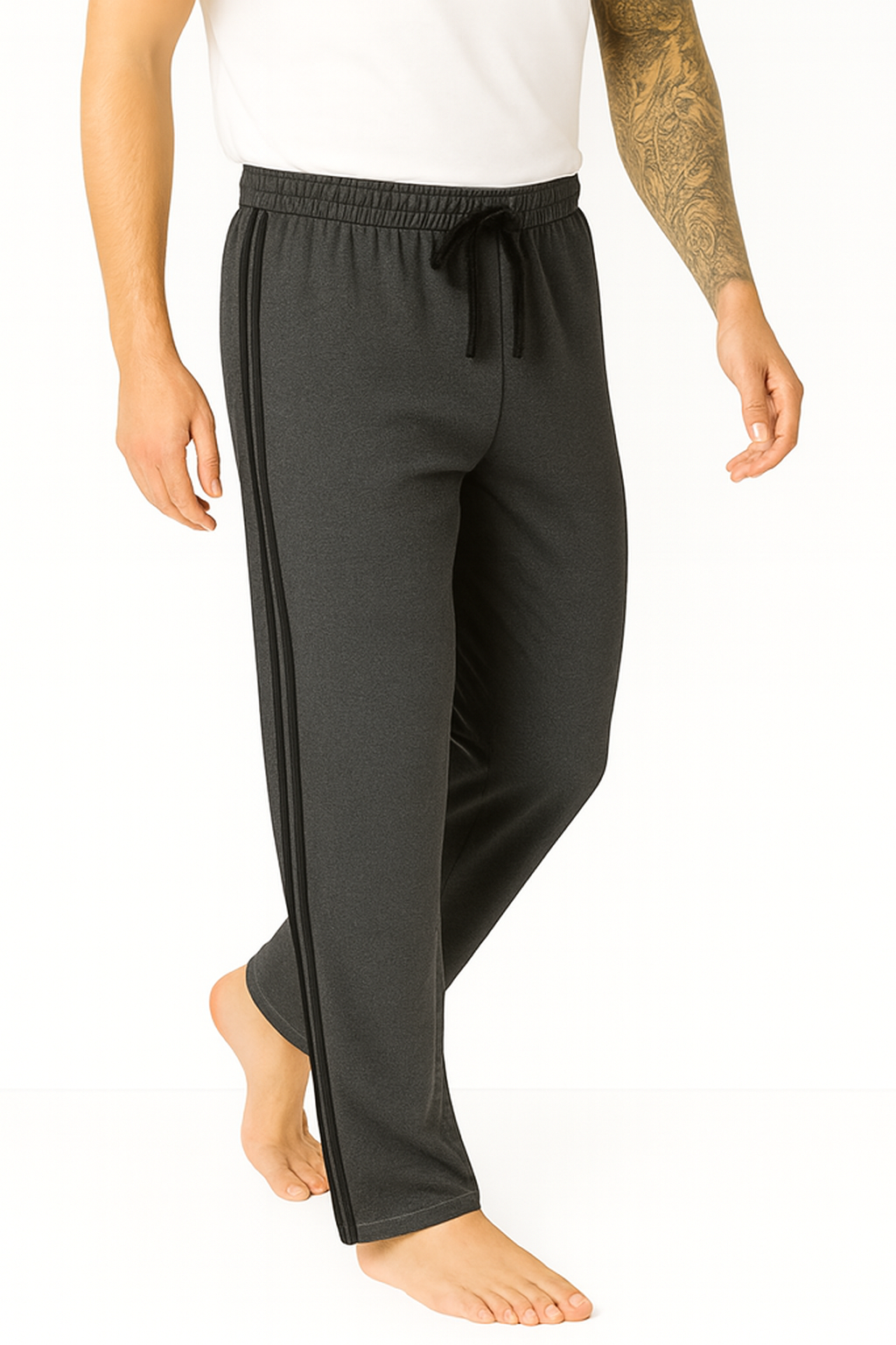 Bahob® Mens Long Lounge Wear Pants Nightwear 2 Pack Pyjama Bottoms Sleepwear Elasticated Waist Striped Jogging Casual Gym Lightweight Loungewear mens lounge pants Sizes S-3XL