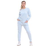 Bahob® Women’s Sportswear Set, Round Neck 2 Piece Women Track Suit Ladies Track Suit Stretch Leggings Yoga Workout Tracksuits Activewear Set S to XL