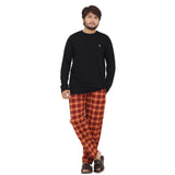 Bahob® Men's Pajamas Sets, Men Pjs Long Sleeve Loungewear Set for Men Check Bottoms Soft Cotton Sleepwear Suits Nightwear Top and Bottom S-3XL