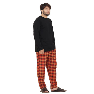 Bahob® Men's Pajamas Sets, Men Pjs Long Sleeve Loungewear Set for Men Check Bottoms Soft Cotton Sleepwear Suits Nightwear Top and Bottom S-3XL