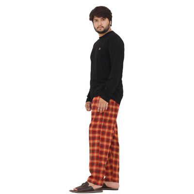 Bahob® Men's Pajamas Sets, Men Pjs Long Sleeve Loungewear Set for Men Check Bottoms Soft Cotton Sleepwear Suits Nightwear Top and Bottom S-3XL