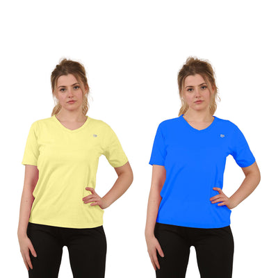 Bahob® 2 Pack Women's Classic-Fit Short-Sleeve V-NeckT-Shirt Plain Cotton T-Shirt Multipacks S-XXL