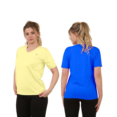 Bahob® 2 Pack Women's Classic-Fit Short-Sleeve V-NeckT-Shirt Plain Cotton T-Shirt Multipacks S-XXL