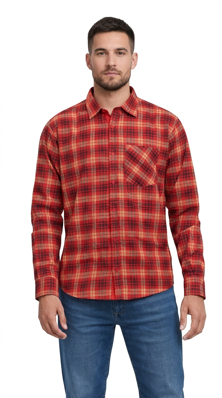 Men's Formal Dress Shirt Checked Long Sleeve Casual Mens Dress Shirt Cotton Button Down Shirts for Men with Pocket S-3XL