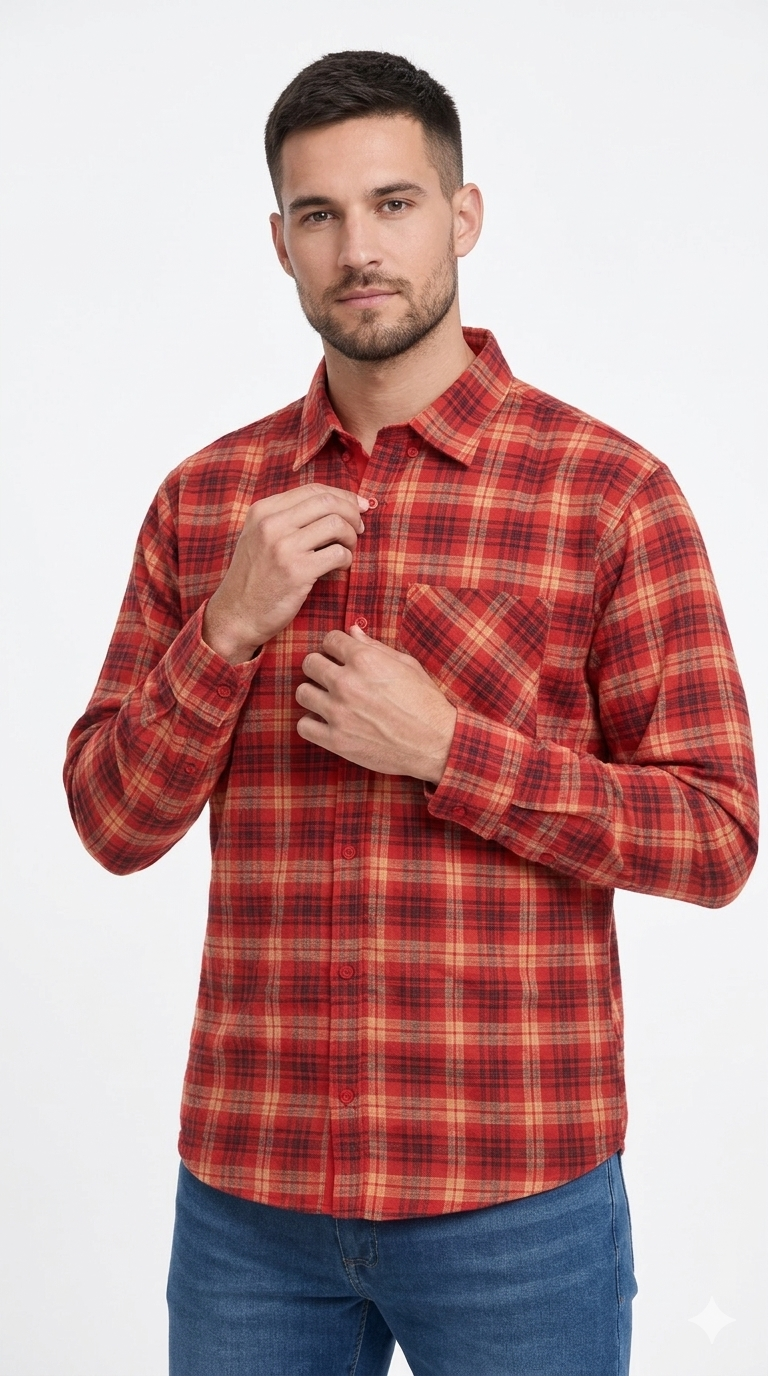 Men's Formal Dress Shirt Checked Long Sleeve Casual Mens Dress Shirt Cotton Button Down Shirts for Men with Pocket S-3XL