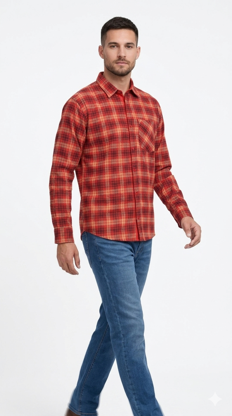 Men's Formal Dress Shirt Checked Long Sleeve Casual Mens Dress Shirt Cotton Button Down Shirts for Men with Pocket S-3XL