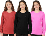 Bahob® Girls Long Sleeve T-Shirt 3 Pack Shirt for Girls Lightweight Soft Comfort Fit Round Neck Tee Shirt 5-14 Years