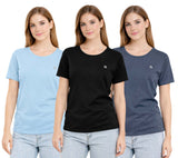 Bahob® 3 Pack Women's Classic-Fit Short-Sleeve Crew neck Plain Cotton T-Shirt S-XXL