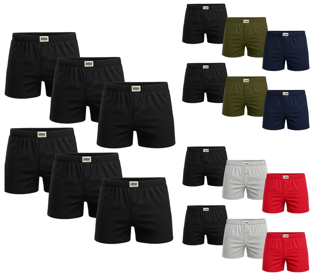 Bahob® Pack Of 6 Mens Boxers Shorts Button Open Fly Underpants Trunks For Mens Soft Cotton Boxer Shorts Comfortable Mens Underwear S-3XL
