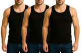 Bahob® New Men's Vest Multi Pack Lot Basic Regular Fitted Cotton Tank Top Athletic Soft Assorted Pack of 3