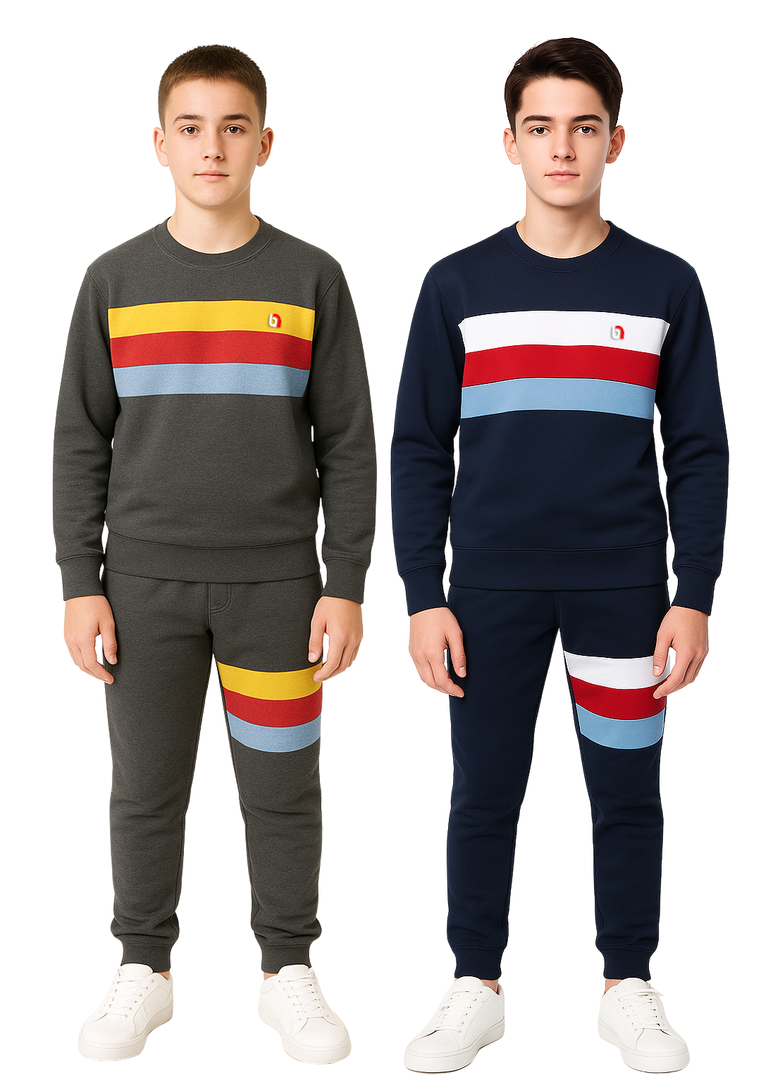 Bahob® 1 & 2 Pack Boys Girls Tracksuit, Jumper Sweatshirt and Jogger Bottoms Tracksuit Set for Kids 3-14 Years